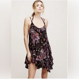 Free People FP One “Blossom” Black Floral Flowy Tank Size Large